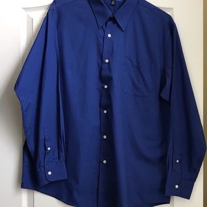 Deep blue button down shirt - beautiful color! Great oversized too! 17.5 33/34
